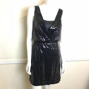 WHBM mini sequined Black Dress size 0 tassel tie waist